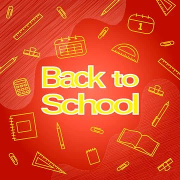 Back to school banner. Stylish school design with school supplies. Illustrazione stock