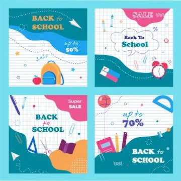 Back to school banner template set for social media, web, print. Stock Illustration