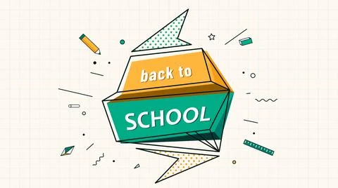 Back to school banner vector background. Education concept with design shape Illustrazione stock