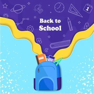 Back to school banner, vector banner set of schoolbags,back to school concept Stock Illustration
