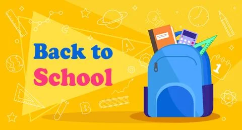 Back to school banner, vector banner set of schoolbags,back to school concept Stock Illustration