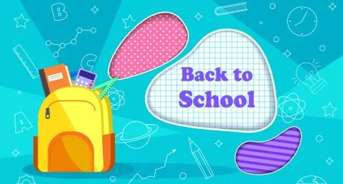 Back to school banner, vector banner set of schoolbags,back to school concept Stock Illustration