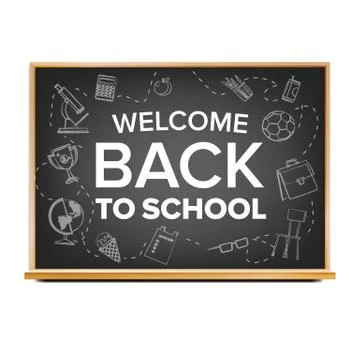 Back To School Banner Vector. Black. Classroom Chalkboard. Sale Poster. 1 Stock Illustration