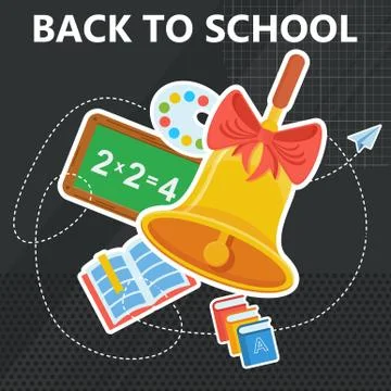 Back to school with bell black Illustrazione stock