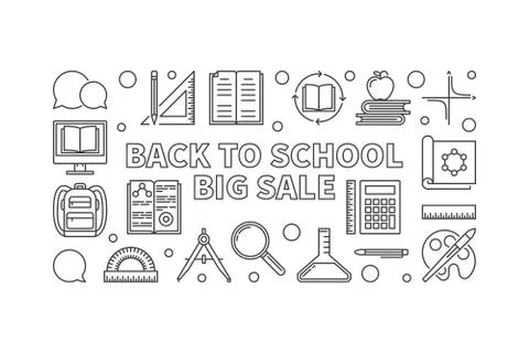 Back to School Big Sale vector concept outline illustration Stock Illustration