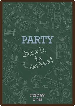 Back to school. Big vector doodle set. Stationery for school, university and Illustrazione stock