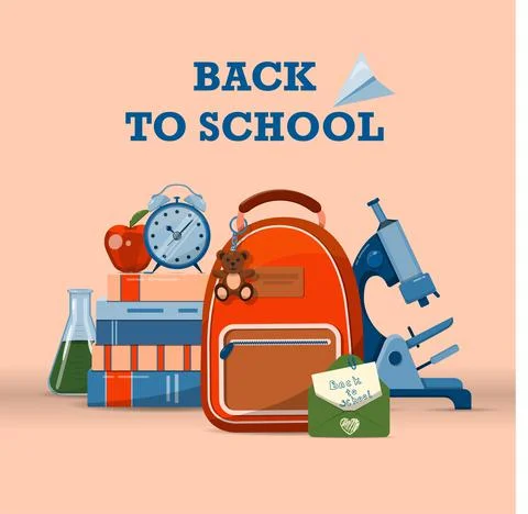 Back to school. Big vector set. Stationery for school, university and office 库存插图