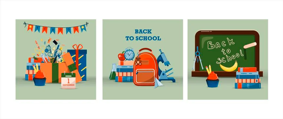 Back to school. Big vector set. Stationery for school, university and office Stock Illustration