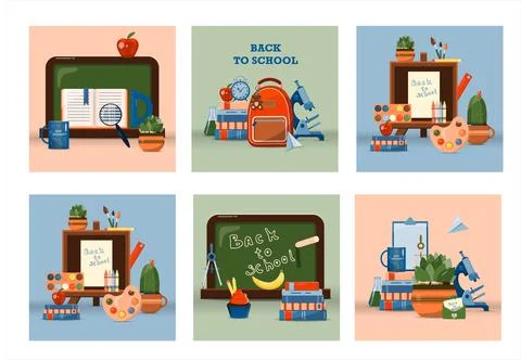 Back to school. Big vector set. Stationery for school, university and office Illustrazione stock