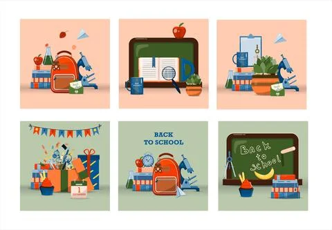 Back to school. Big vector set. Stationery for school, university and office Stock Illustration