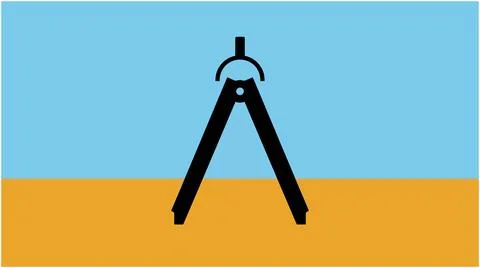 Back to School Black drafting compass icon on colorful field background wit.. Stock Illustration