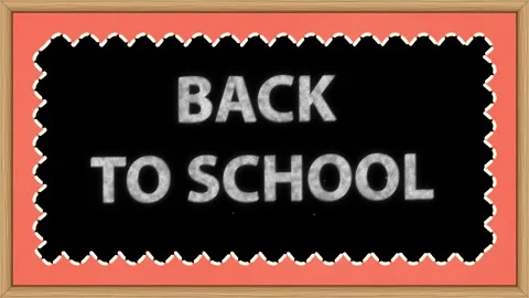 Back to School Blackboard Animation with Scalloped Border Frame Stock Footage 345206809