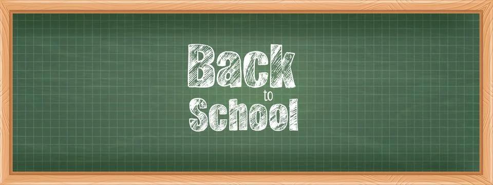 Back to school blackboard background, vector green chalkboard kindergarten Stock Illustration