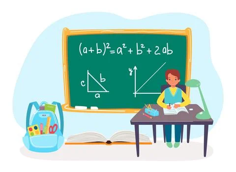 Back to school, blackboard with boy, vector illustration, education concept for Stock Illustration