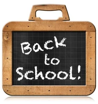 Back To School - Blackboard in the Shape of a Briefcase with Wooden Frame Stock Photos