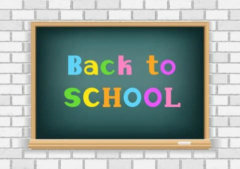 Back to school blackboard white wall Stock Illustration