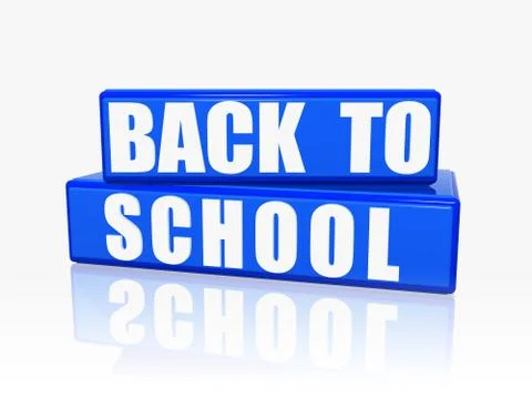 Back to school in blue boxes Stock Illustration