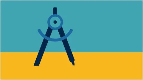 Back to School Blue drafting compass tool illustration on background with d.. Stock Illustration