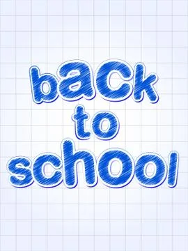 Back to school in blue over squared sheet Stock Illustration