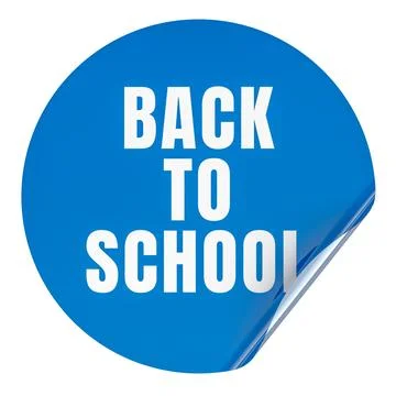 Back to School. Blue round badge, 3D rendering Stock Illustration