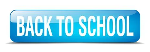 Back to school blue square 3d realistic isolated web button Stock Illustration