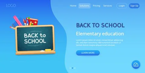 Back to School Blue Website Template Stock Illustration