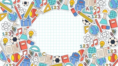 Back To School blueprint doodle animation. Handwritten typescript with various s Stock Footage 113676490