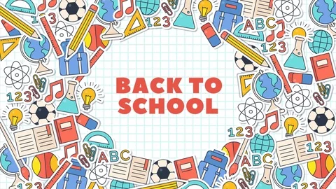 Back To School blueprint doodle animation. Handwritten typescript with various s Video stock 113676491
