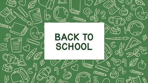 Back To School blueprint doodle animation. Handwritten typescript with various s Stock Footage 113855145