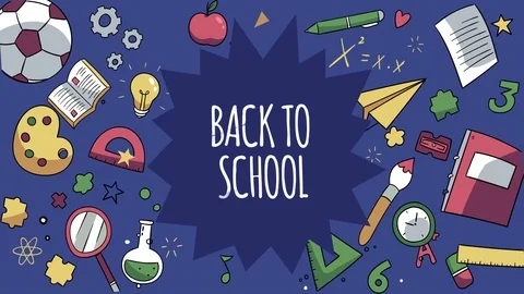 Back To School blueprint doodle animation. Handwritten typescript with various s Stock Footage 113855175