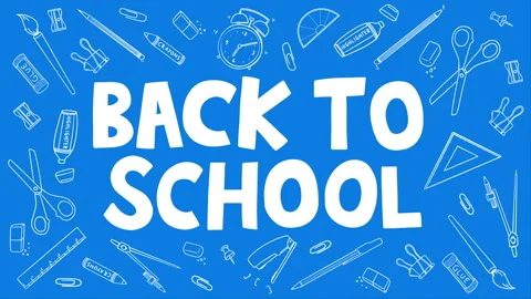 Back To School blueprint doodle animation. Handwritten typescript with various s 库存影片 175818209