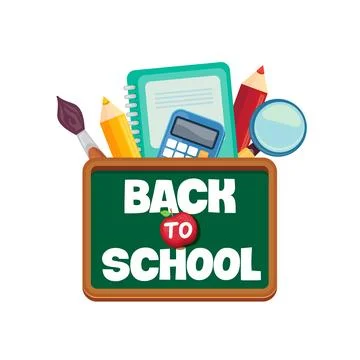 Back to school board vector illustration. Green Back to school chalkboard with Stock Illustration