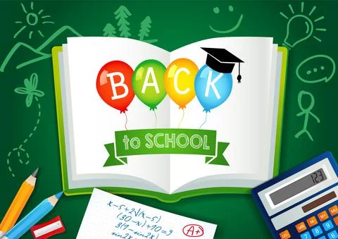 Back to School book banner Illustrazione stock