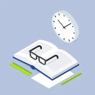 Back To School Book Library Isometric Illustration Stock Illustration