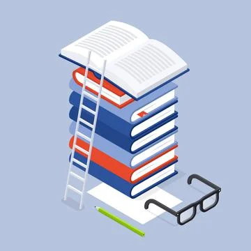 Back To School Book Library Isometric Illustration Stock Illustration