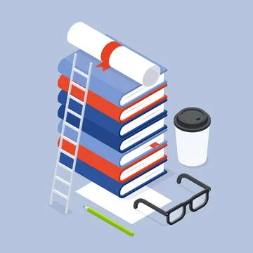 Back To School Book Library Isometric Illustration Stock Illustration