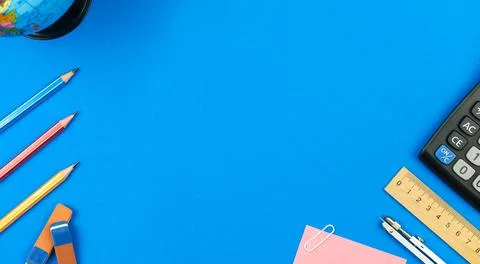 Back to school border frame background with copy space, education concept with Stock Photos