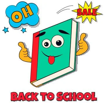 Back to school bright background with pop art alarm clock Illustrazione stock