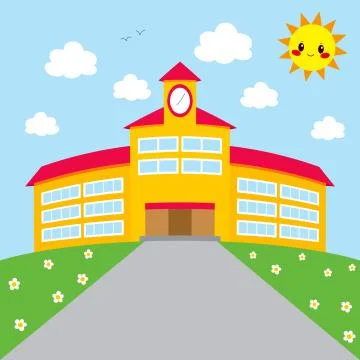 Back To School Building Ilustración de archivo