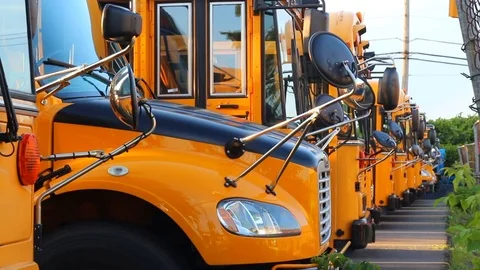 Back to School - Buses Parked Video stock 75812681