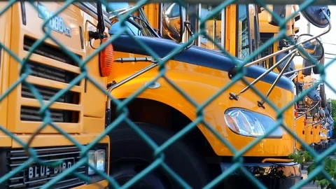 Back to School - Buses Parked Stock Footage 75812702