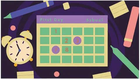 Back to school calendar countdown first day of school education planning study Stock Illustration