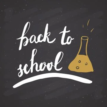 Back to School Calligraphic Lettering. Calligraphy Lettering with School Elem イラスト素材