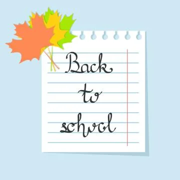 Back to school calligraphy hand writting lettering on notebook paper with col Stock-Illustration