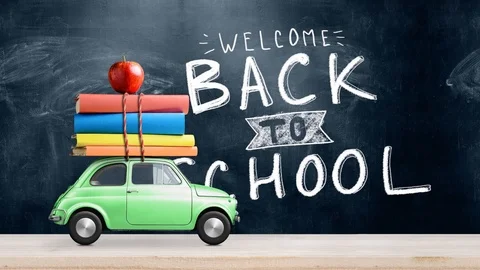 Back to school car animation Stock Footage 109044360