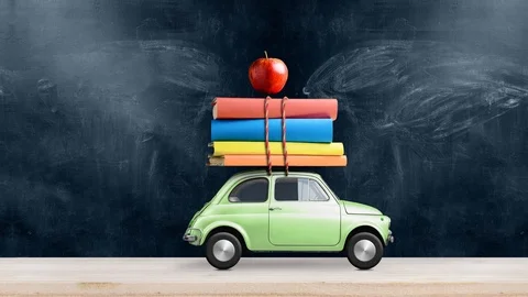 Back to school car animation Stock Footage 109044481