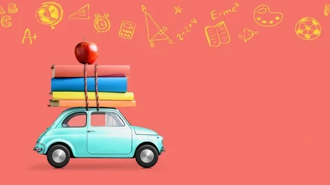 Back to school car animation Stock Footage 109044637