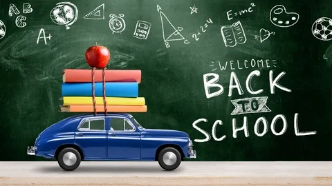 Back to school car animation Stock Footage 109044716