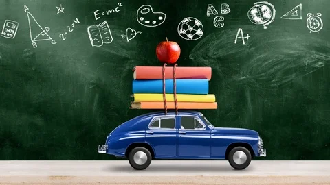 Back to school car animation Stock Footage 109044780