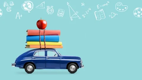 Back to school car animation Stock Footage 109044845